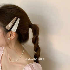 Female Pink White Minimalistic Snap Clips Fashion Elegant Customized Wholesale in Stock Hairpins Accessories for Women Party