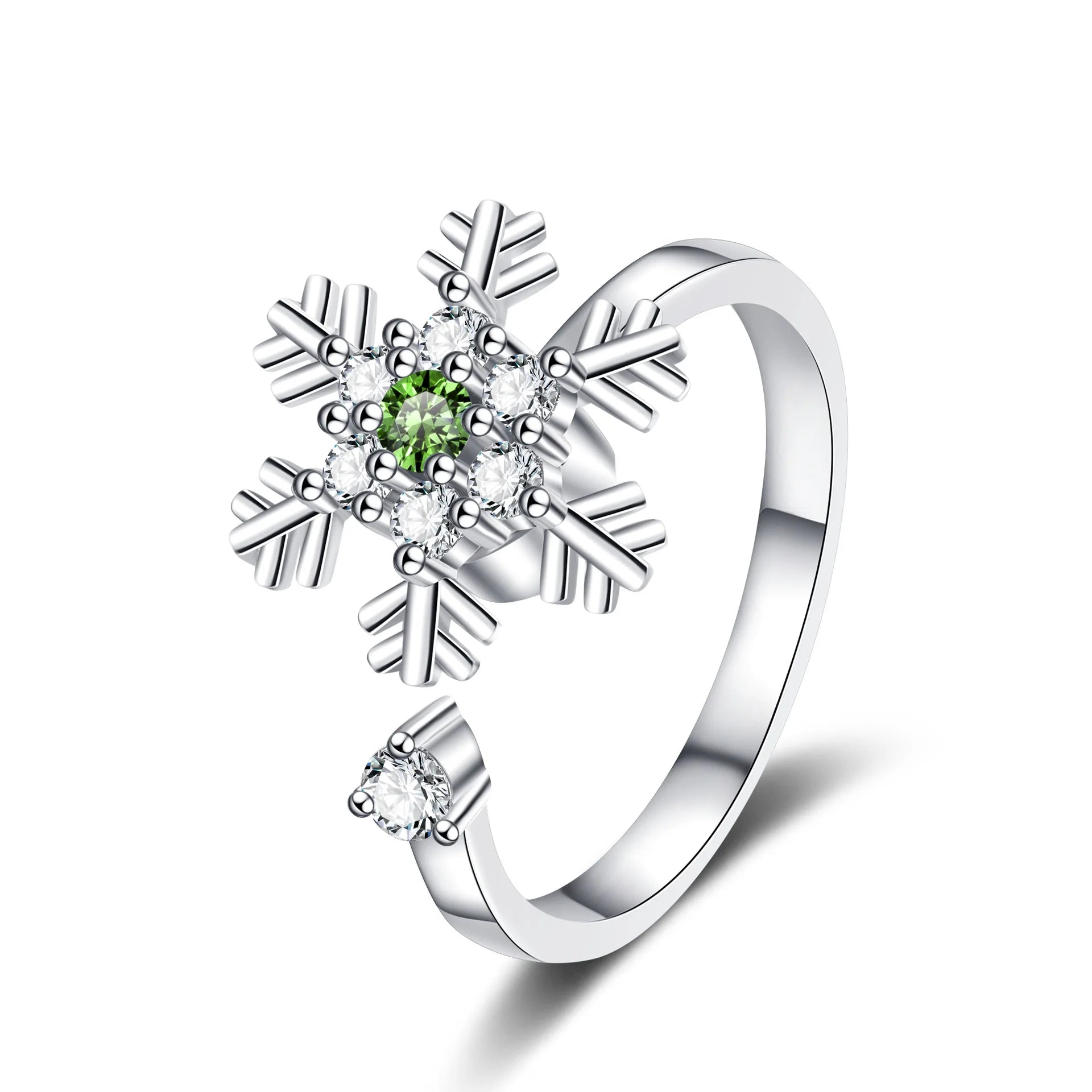 Zircon-encrusted Snowflake Rotating Rings Fashion Sweet High-end Ring Christmas Gift for Women Accessory Wholesale Hot Sale