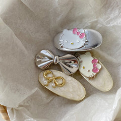 Brand New Alloy Kitty Bowknot Hair Clips for Girls Kids Women Sweet Cute Fashionable Alligator Hair Accessories for Parties