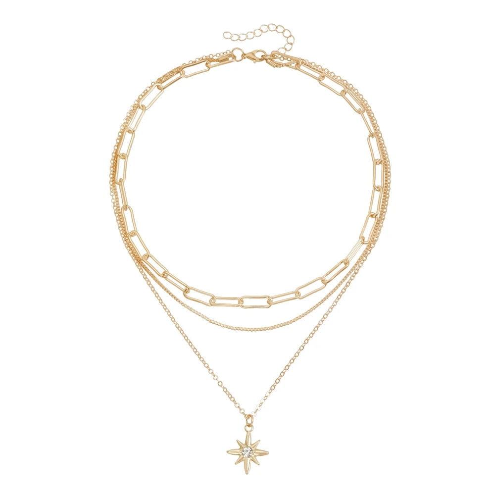 Fashion Glitter Multi Layer Glitter Necklaces for Girls Sweet Elegant Glamorous Jewelry for Women Ladies Accessories Wholesale