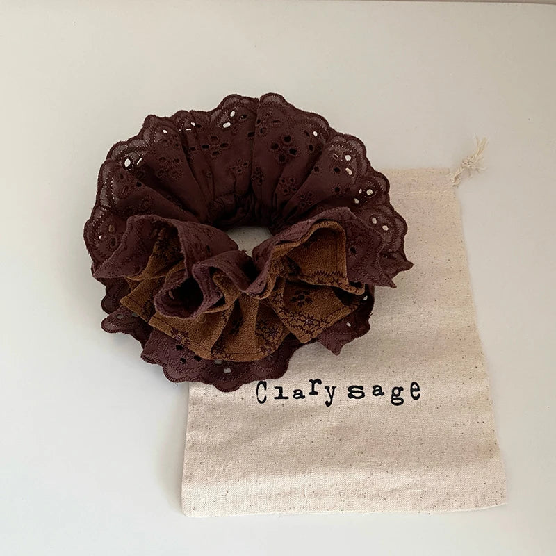 Girls Autumn Winter Solid Color Thick Thin Hair Scrunchies Chic Vintage Elegant Ponytail Holder in Stock Hair Ties Accessory