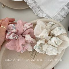 Hot Sale Pink White Medium Scrunchies Trendy Graceful High Elastic Wholesale in Stock Hair Ties Accessories for Women Kid Daily