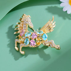 Fashion Glitter Rhinestone Sweet Horses Animals Brooches for Girls Trendy New Year Stylish Jewelry for Women Ladies Accessories