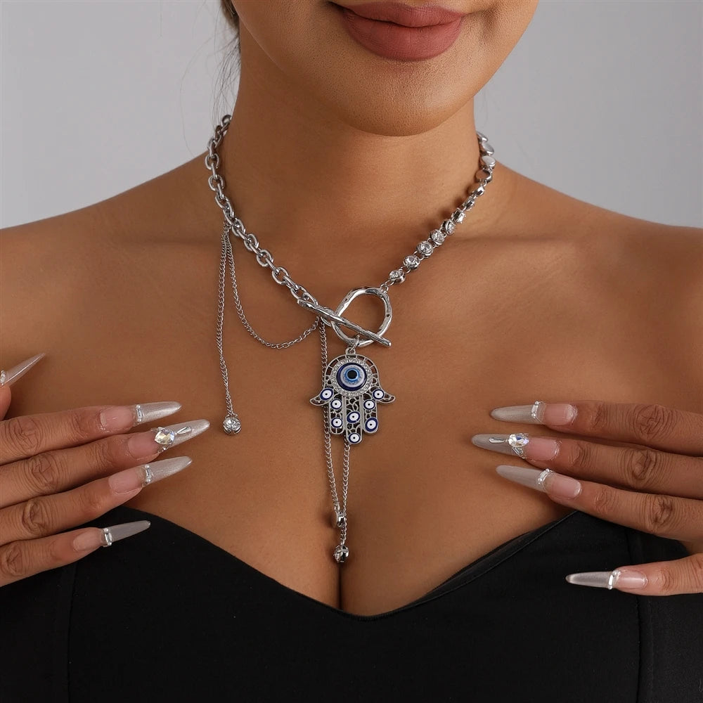 European and American Style Tassel Bold Necklaces for Girls Trendy Eyes Stylish Jewelry for Women Ladies Accessories Wholesale