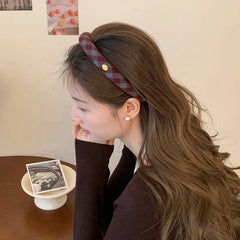 Fashion Plaid Vintage Head Band for Girls Sweet Elegant Cute Graceful Hair Band for Women Ladies Hair Accessories Female Chic