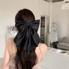 Classic Solid Color Bowknot Hair Clip for Girls Princess Style Large Exaggerated Barrettes for Women Ladies Hair Accessories