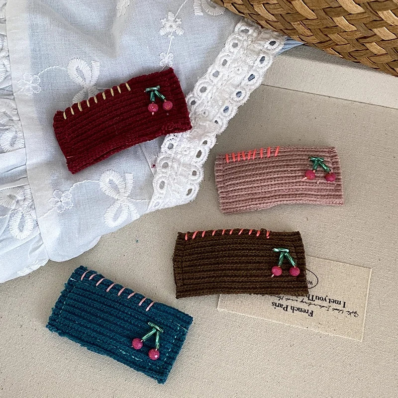Fashion Elegant Vintage Cherry Hair Clips for Baby Girls Fruits Square Snap Clips for Kids Children Hair Accessories in Stock