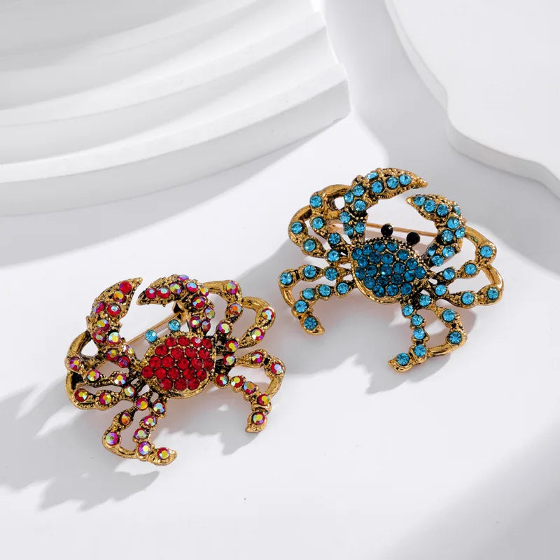 Fashion Crab Glitter Rhinestone Sparking Brooches for Girls Animals Pins Jewelry for Women Ladies Accessories Chinese Supplier