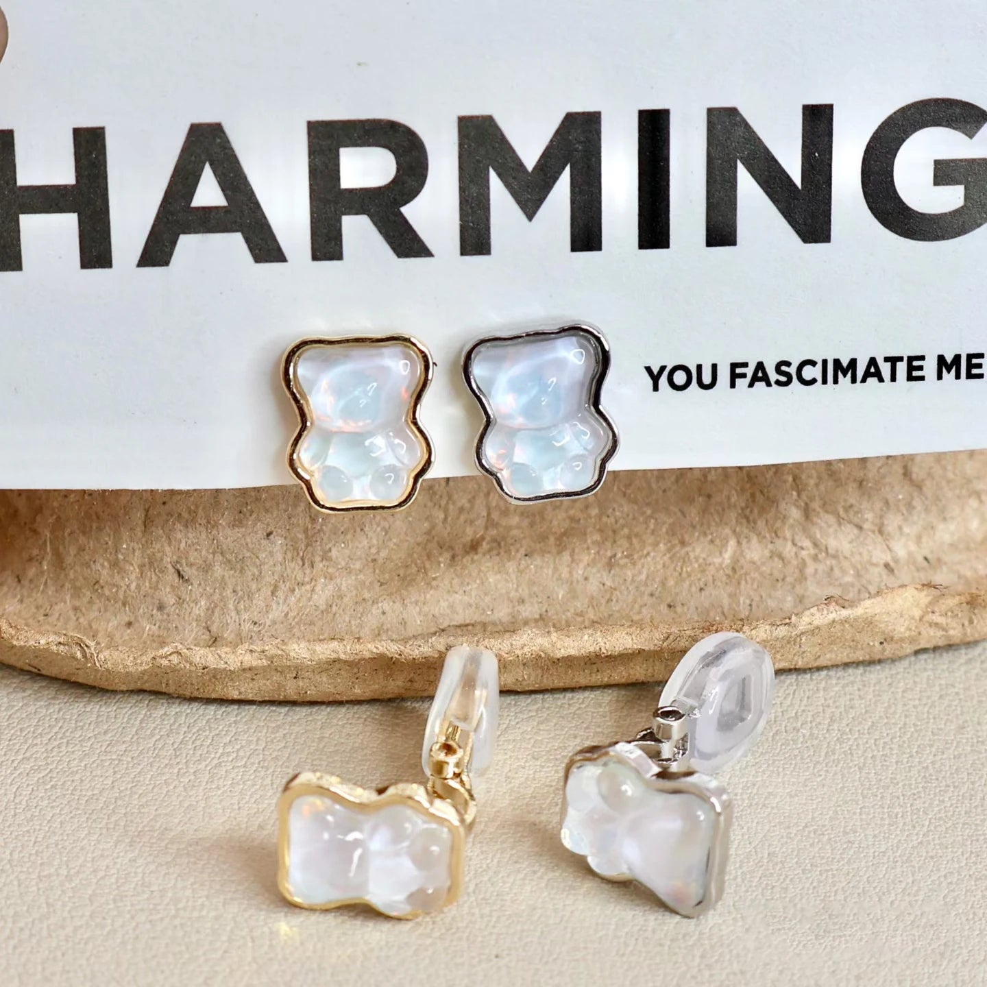 Girly Aesthetic Ball Bear Shape New Design Small Clip-on Earring Fashion Sweet Cute Charms Wholesale Jewelry Accessory for Daily