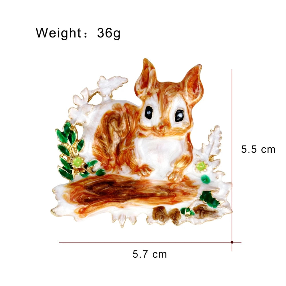 Fashion Squirrel Sweet Animals Cute Brooches for Girls Trendy Glamorous Pins Jewelry for Women Ladies Accessories Wholesale