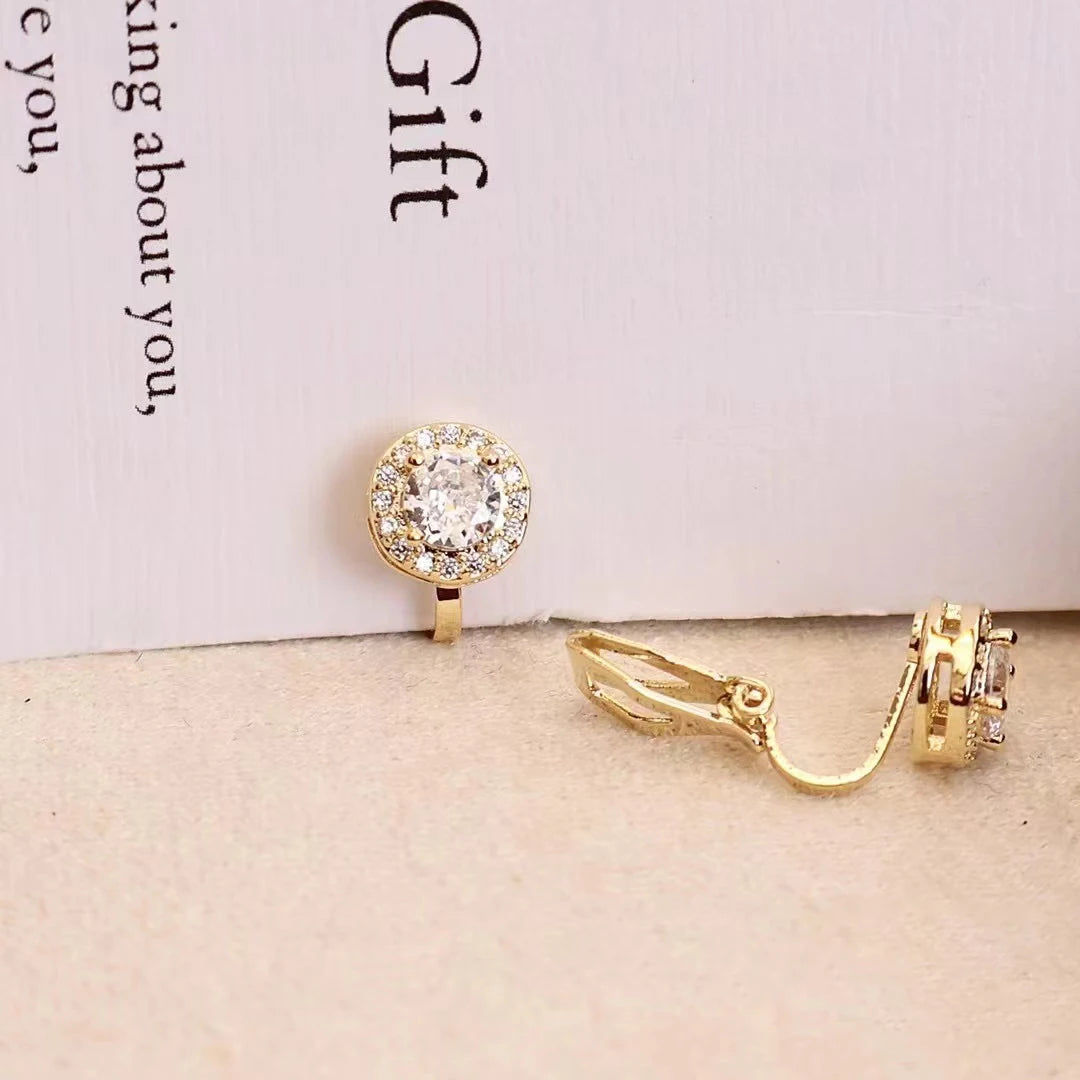 Fashion Simple Glitter Sweet Elegant Clip on Earrings for Girls Refined Latest Jewelry for Women Ladies Accessories Wholesale