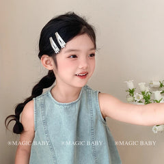 Simple Fashion Solid Color Silver Hair Clips for Baby Girls Bowknot Star Snap Clips for Kids Children Hair Accessories in Stock