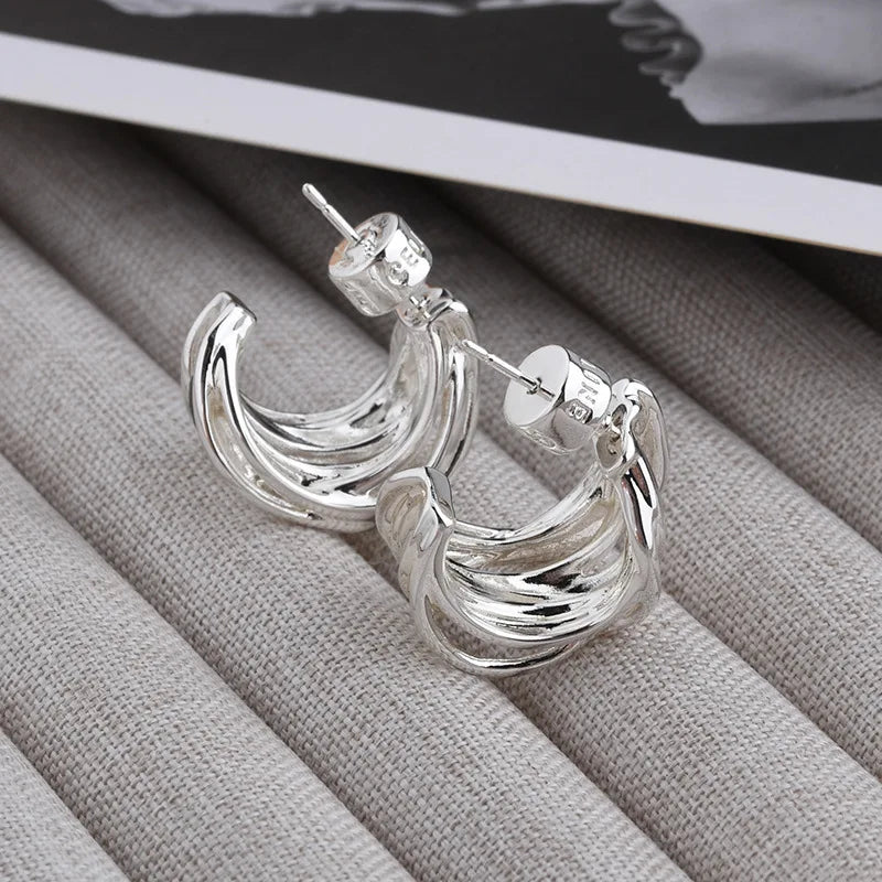 Niche Personality Irregular Earring Stud Winding Line Metal Style Hoop Earrings Luxury Simple Mimimalist Fashion Earrings Women