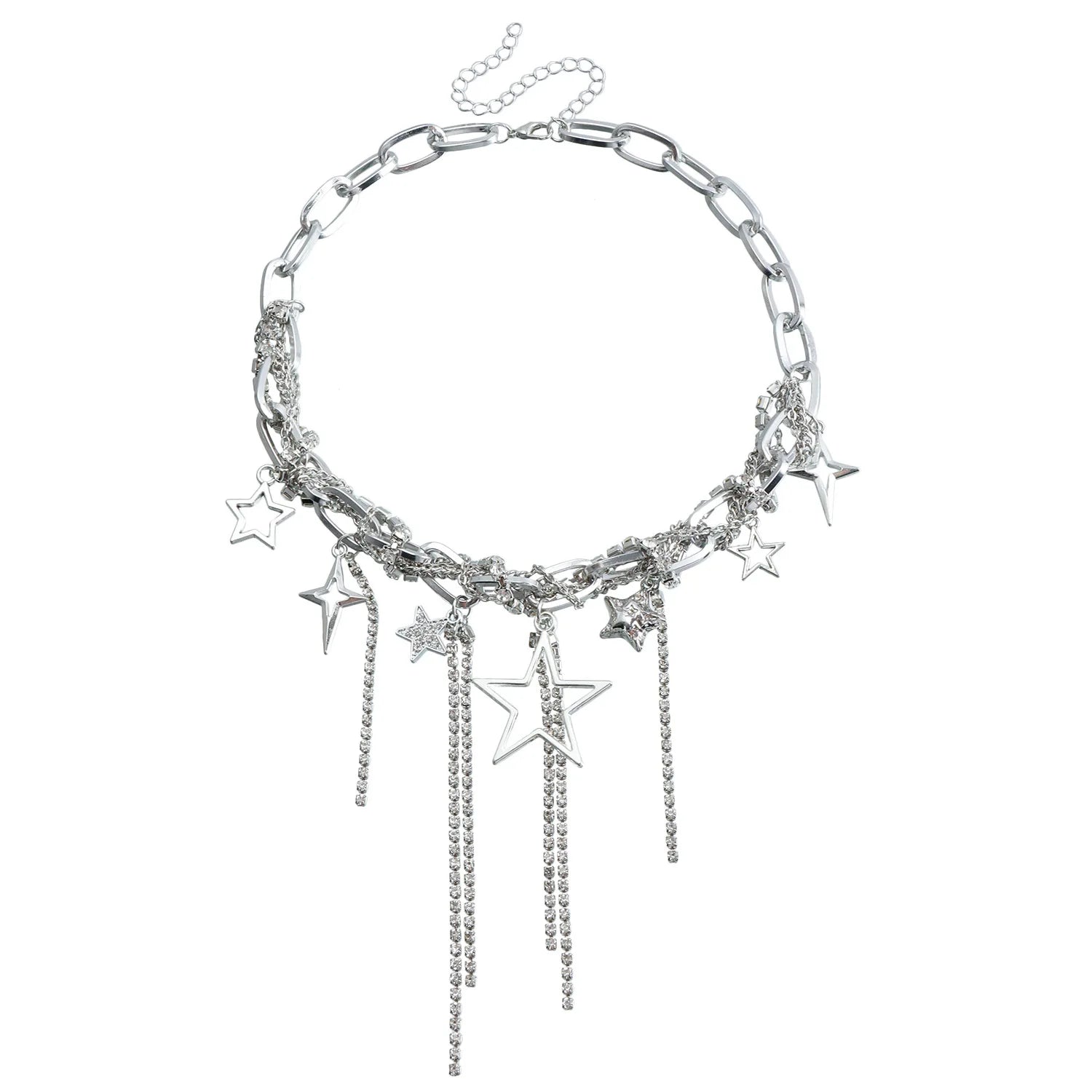 Fashion Link Star Tassel Necklaces for Girls Art Deco Dainty Glamorous Jewelry for Women Ladies Accessories Wholesale Female