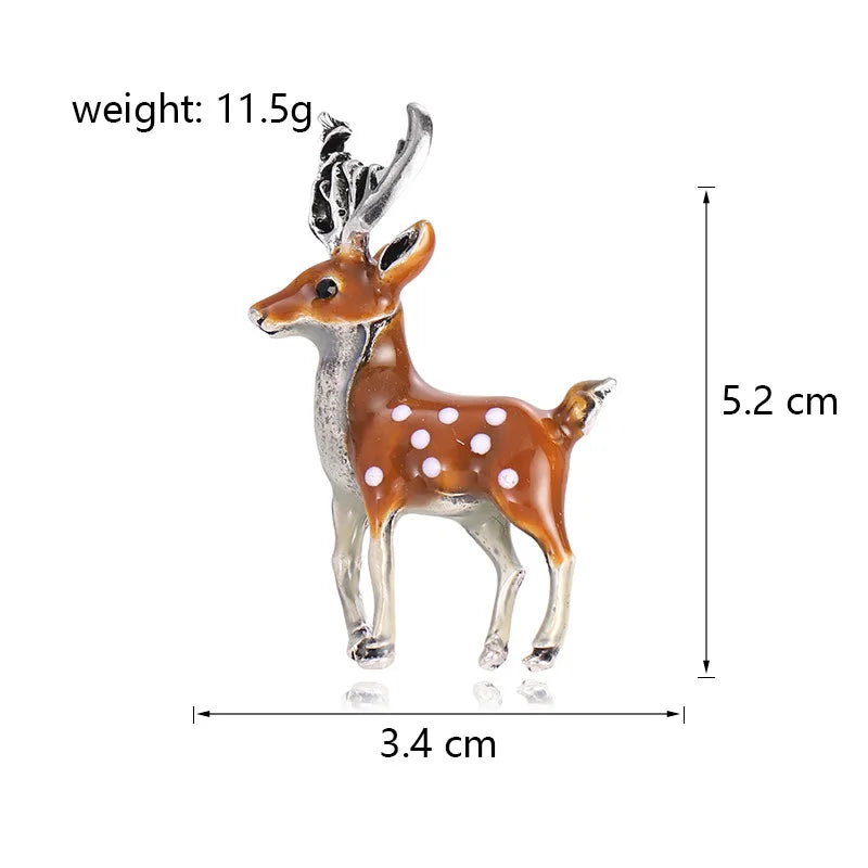 Fashion Christmas Deer Animals Classic Brooches for Girls Elegant Sweet Pins Jewelry for Women Ladies Accessories Wholesale