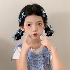 Cute Sweet Fashion Bowknot Denim Heart Shaped Hair Clips for Baby Girls Chic Alligators for Kids Children Hair Accessories