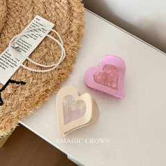 Women Hot Sale Acetate Sweet Trendy Hair Claw Clips Small Simple Heart Shape High Quality Bulk Hair Clamp Accessory for Daily