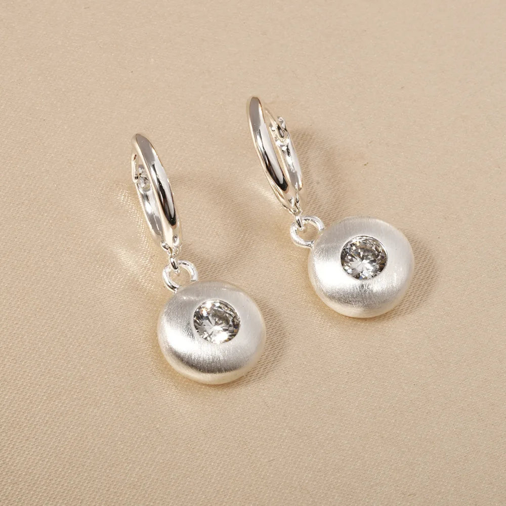 French-style Cute Zirconium-inlaid Hoop Earrings Gold Brushed Round Square Heart-shaped Small Ear Buckles Elegant Accessories