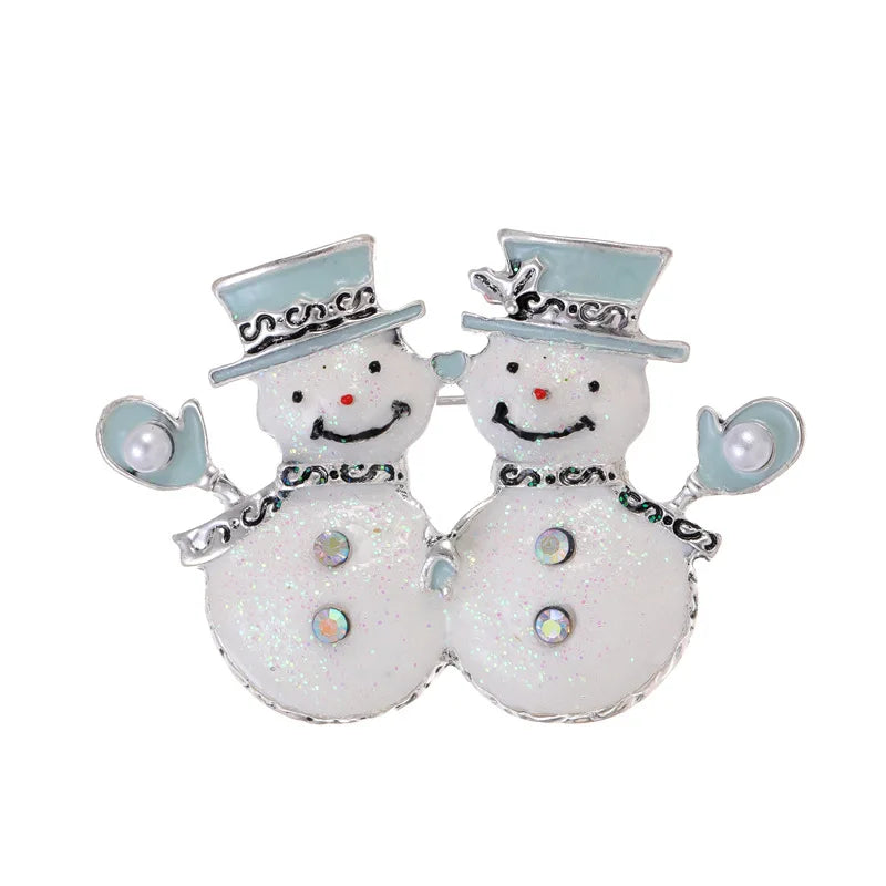 Fashion Christmas Snowman Sweet Trendy Brooches for Girls Stylish Glamorous Cartoon Pins Jewelry for Women Ladies Accessories