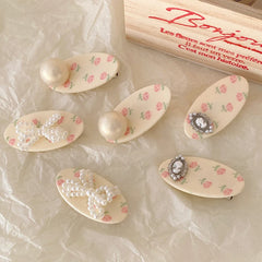 Elegant Graceful Glitter Sparkle Alligator Hair Clips Cute Sweet Flower Imitation Pearl Women's Hair Accessories for Parties