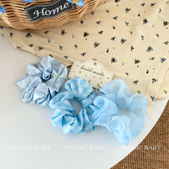 Kids Solid Color Flower Plaid Ponytail Holder Medium Hair Ties Fashion Elegant in Stock Scrunchies Accessories for Children Use