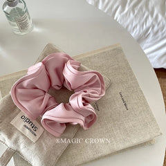 Fahion Pink Satin Fabric Scrunchies High Elastic Raw Material Hair Ties for Women Sweet Lustrous in Stock Hair Accessories