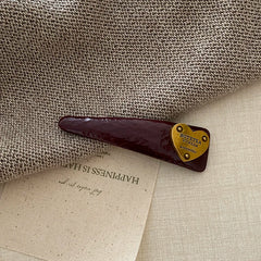 Female Brown Plaid Golden Heart Letter Snap Clips Fashion Elegant Simple Bulk Order in Stock Hairpins Accessory for Women Daily