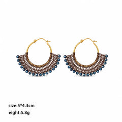 Female Vintage Elegant Zircon Natural Stone Copper Wire Hoop Earring Mixed Order Accepted in Stock Jewelry for Women Party Use