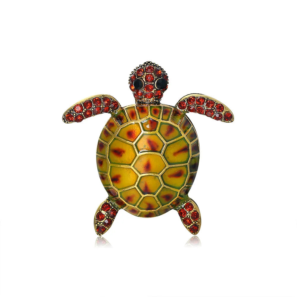 Fashion Trendy Glitter Tortoise Animals Brooches for Girls Sweet Stylish Pins Jewelry for Women Ladies Accessories Wholesale