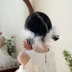 Luxurious Baby Girls Hair Clips Sweet Bowknot Feather Style Cute Princess Alligators Alloy Fabric Hair Accessories for Party