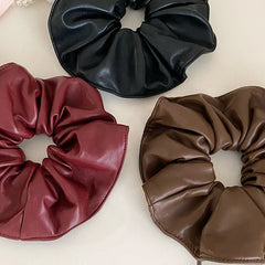 Women Hot Sale Solid Color PU High Elastic Hair Ties Fashion Elegant Vintage Customized Bulk Order in Stock Scrunchies Accessory