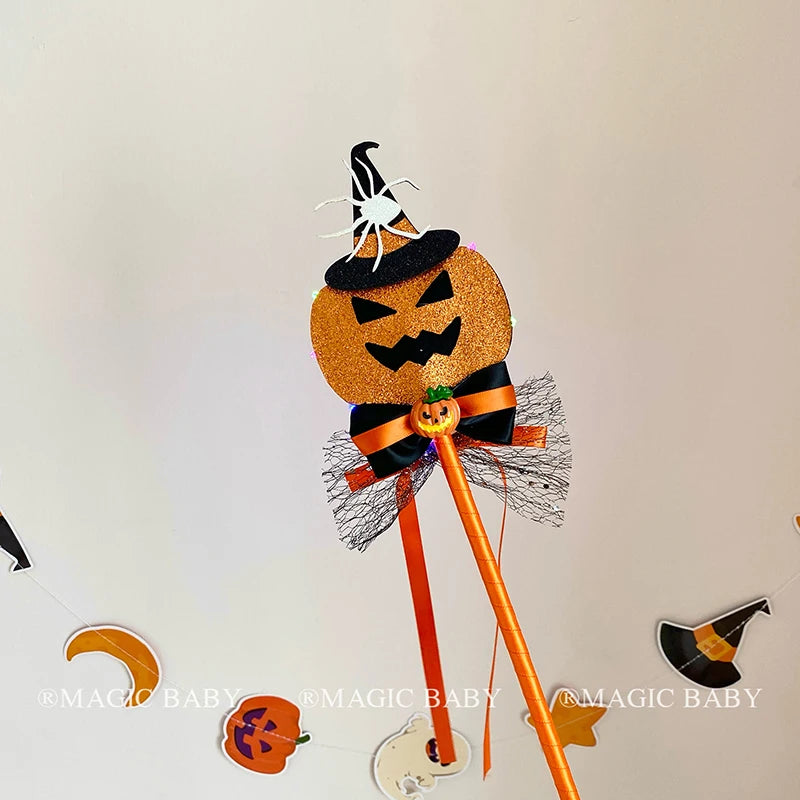 Halloween Magic Wand Spider Ghost Pumpkin Bat Rose Gothic Style Party Accessory for Kids Girls Spell Casting Cosplay for Child