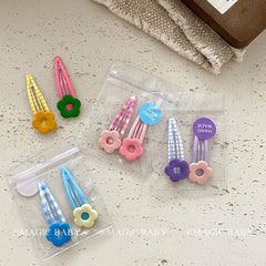 Minimalistic Plaid Flower Snap Hair Clips for Baby Girls Cute Sweet Kids Hair Accessories Made of Alloy Stock