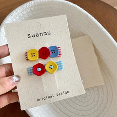 2025 New Design Acrylic Button Multicolor Small Alligator Clips Fashion Beauty Wholesale Stock Hairpins Accessories Kids Carton