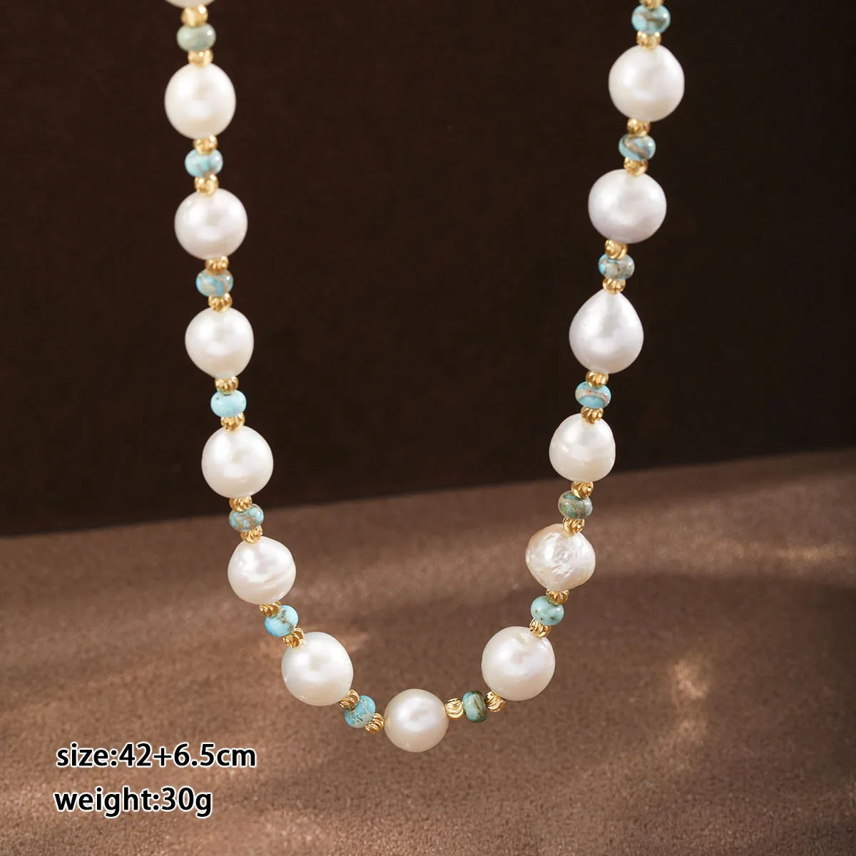 Fashion Freshwater Pearl Natural Turquoise Copper Necklaces for Girls Elegant Jewelry for Women Ladies Wholesale China Factory