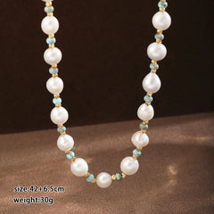 Fashion Freshwater Pearl Natural Turquoise Copper Necklaces for Girls Elegant Jewelry for Women Ladies Wholesale China Factory