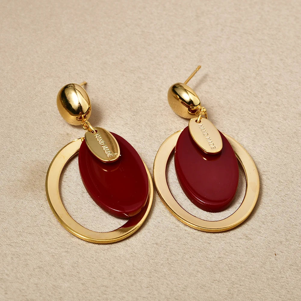 Retro Hoop Earrings Women Leopard Print Geometric Acetate Plate Stud Earrings Light Luxury High-end Fashion Accessories Bulk