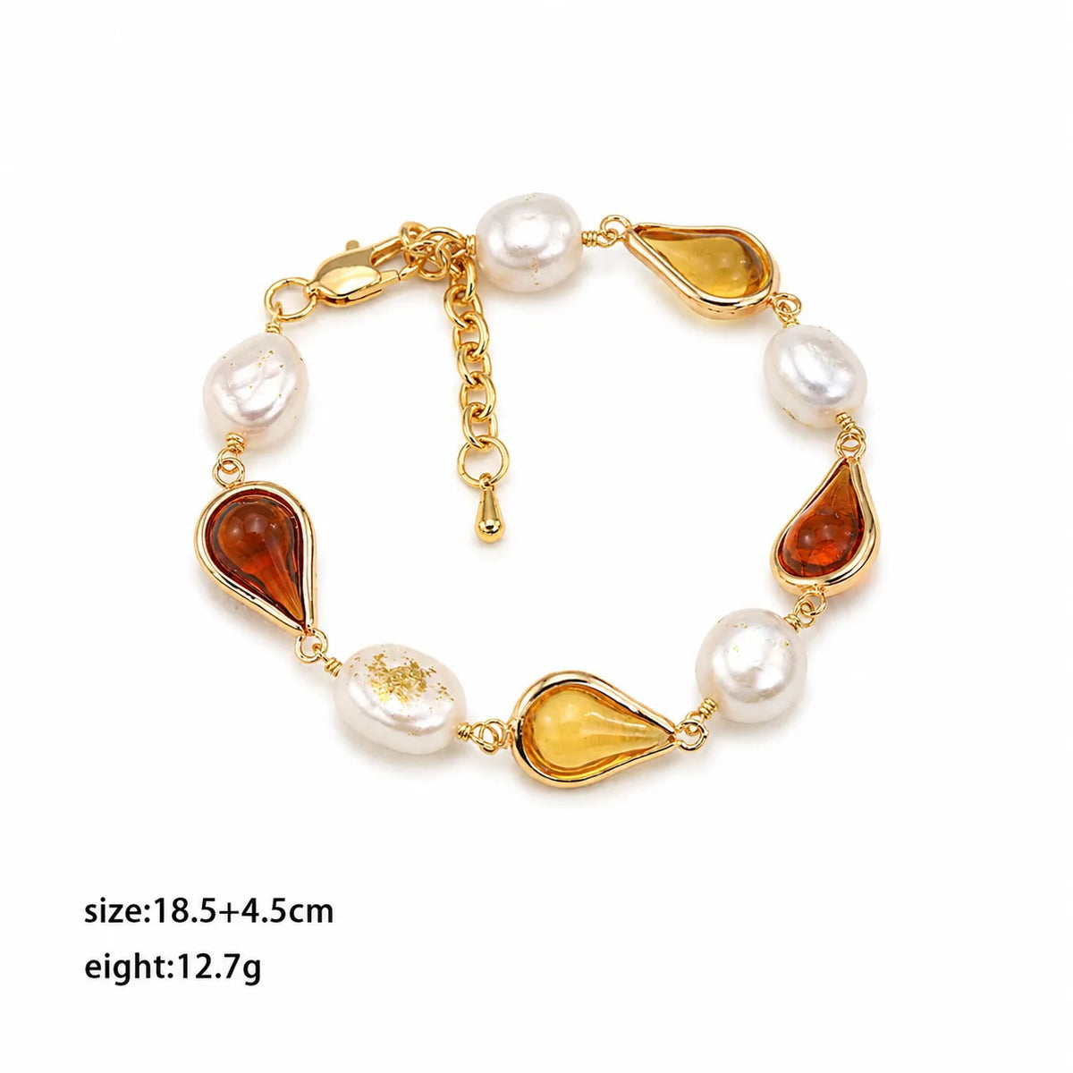 Fashion Freshwater Pearl Glass 18K Gold Plated Bracelets for Girls Vintage Luxury Jewelry for Women Ladies Wholesale Bulk