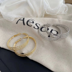 Female Circle Shape Large Hoop Earring Fashion Sparking Glitter Trendy Dainty Glamorous High Quality CausalJewelry Accessories