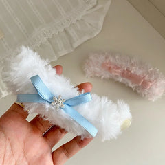 Fashion Fluffy Cute Sweet Bowknot Hair Clips for Girls Elegant Graceful Banana Clips for Women Ladies Hair Accessories Female