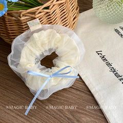 Girly Aesthetic Simple Solid Color Bowknot Large Scrunchies Fashion Sweet Elegant Ponytail Holder Hair Ties Accessories for Kids
