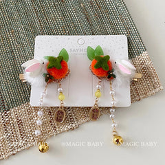 Cute Rabbit Ribbon Mid Autumn Festival Hair Clips for Baby Girls Kawaii Fashion Alligators for Kids Children Hair Accessories