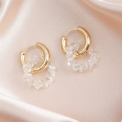 Fashion Rhinestone Hoop Earrings for Girls Sweet Elegant Insta Style Glamorous Dainty Jewelry for Women Ladies Accessories