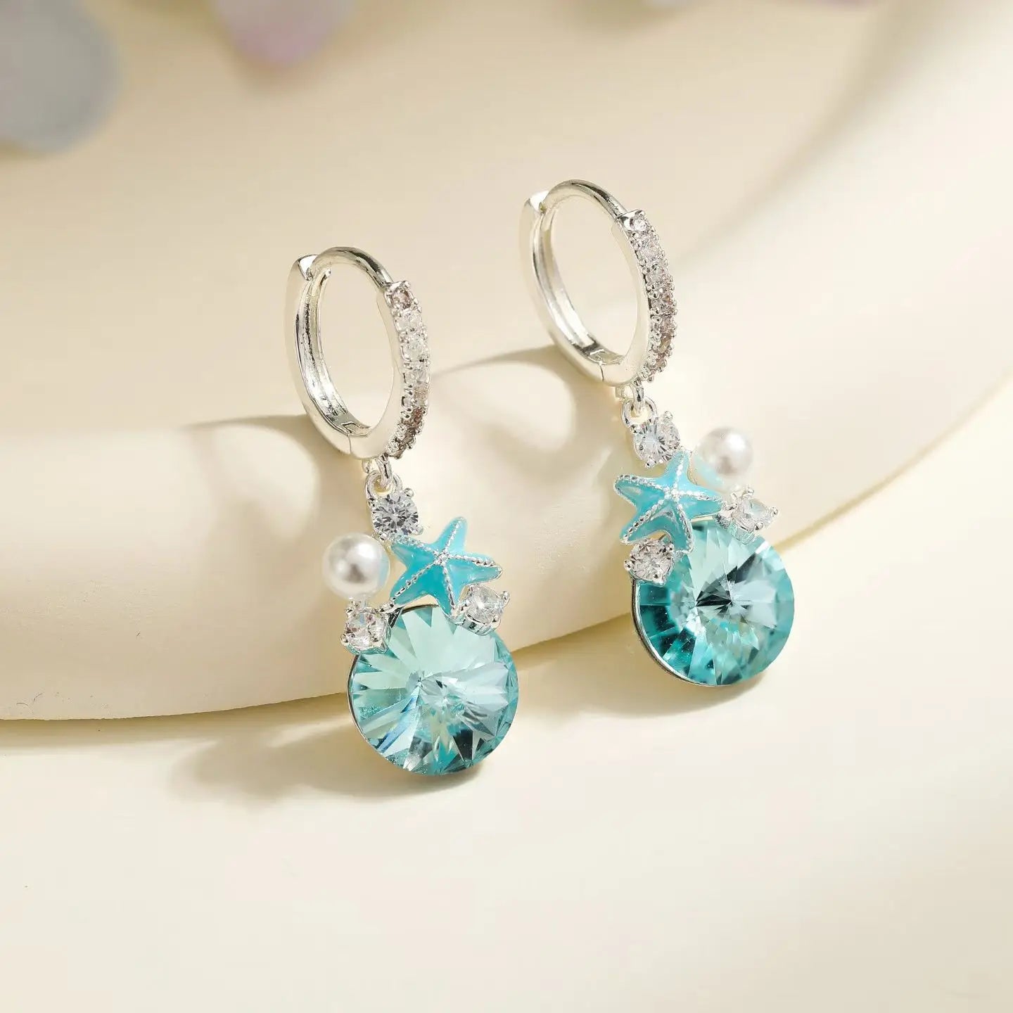 Glitter Sparkle Star Luxurious Drop Earrings for Girls Rhinestone Ocean Sea Jewelry for Women Ladies Accessory Chinses Supplier