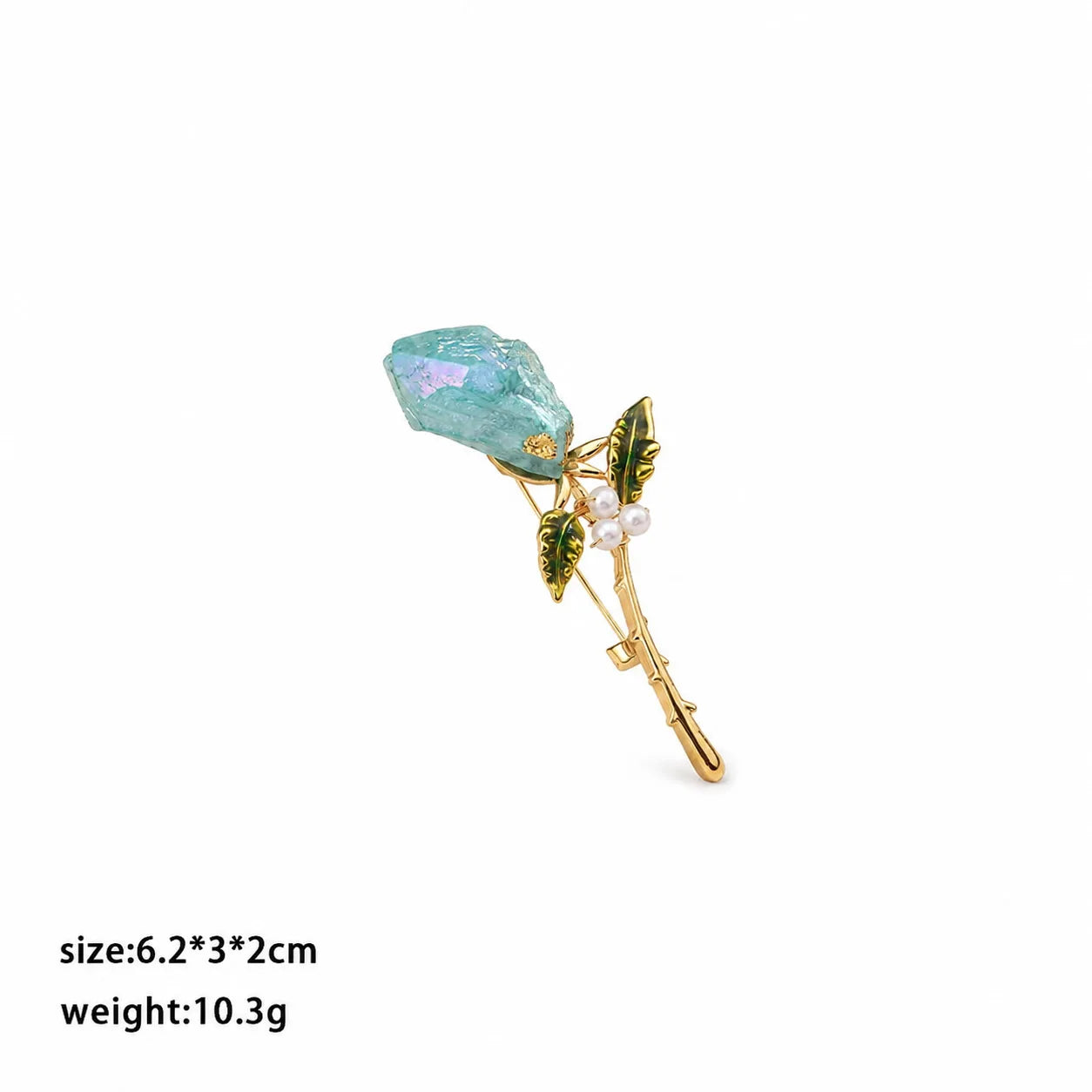 Fashion Blue Crystal Flower Freshwater Pearl Copper 18K Gold Plated Brooches for Girls Elegant Jewelry for Women Lady Wholesale