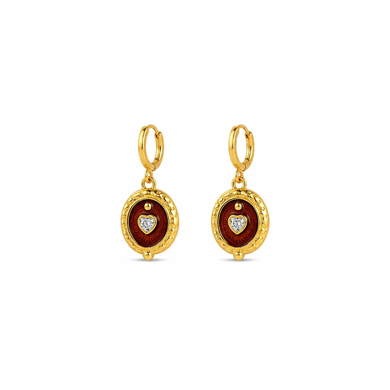 Female Red Brown Irregular Shape Zircon 18k Gold-plated Earring Elegant Fashion Vintage Low MOQ in Stock Jewelry for Women Daily
