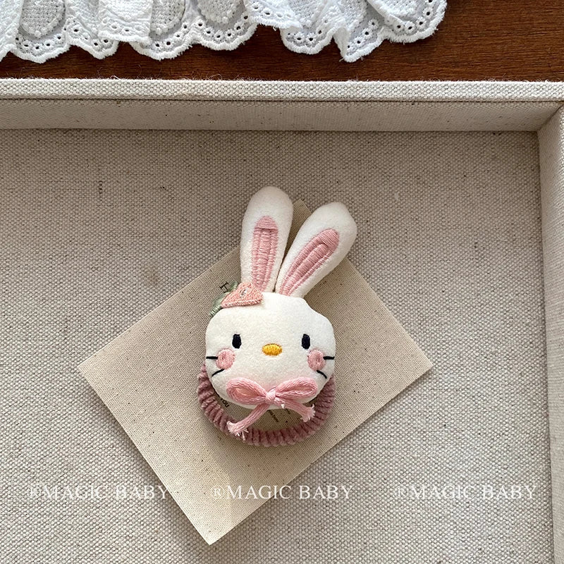 Fashion Cute Sweet Kawaii Trendy Scrunchies for Baby Girls Animals Bunny Elastic Hair Ties for Kids Child Hair Accessories Chic