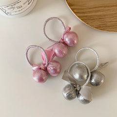 Mini Bowknot Balls Hair Ties for Girls Solid Color Simple Cute Scunchies Party Style Hair Accessories for Kids and Children