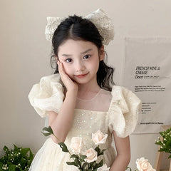 Solid Color Exaggerated Bowknot Tulle Hair Clips for Baby Girls Elegant Sweet Alligators for Kids Child Hair Accessories