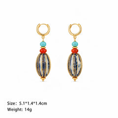 Women Ceramic Bead Red Agate Abacus Blue Turquoise Earring Fashion Dainty Charms Low MOQ in Stock Jewelry for Ladies Causal